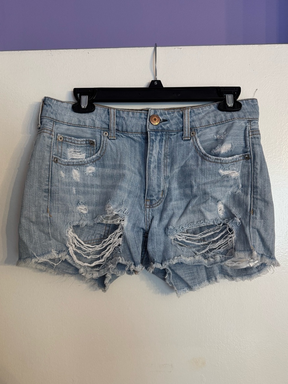 American Eagle High Rise Distressed Denim Shorts